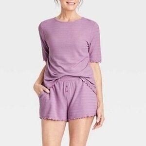 Like New! Stars Above Waffle Pajama Set - Tee Shirt and Shorts - Lilac